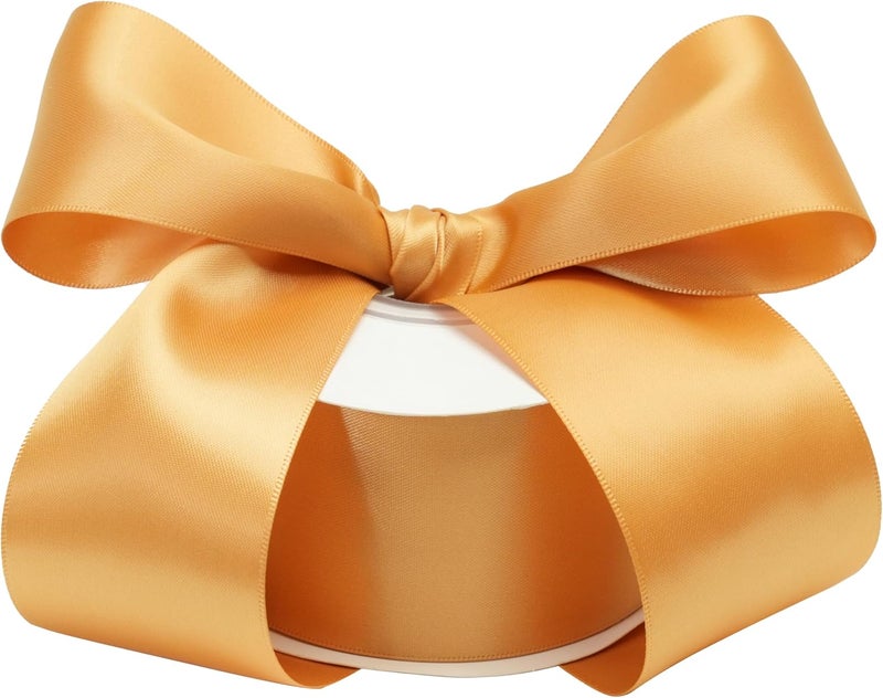 DINDOSAL Gold Ribbon 2 Inch Double Face Satin Ribbon Thick Gold Ribbon for Wedding Bridal BouquetCrafts Party Decorations - 25Yards - Image 1